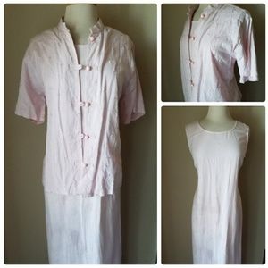 C.W. Studio Pink Sleeveless Dress Set w/Shrug